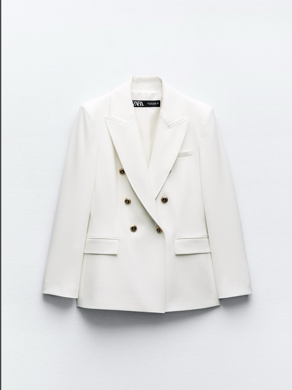ZARA Ivory Double-Breasted Blazer with Gold Buttons